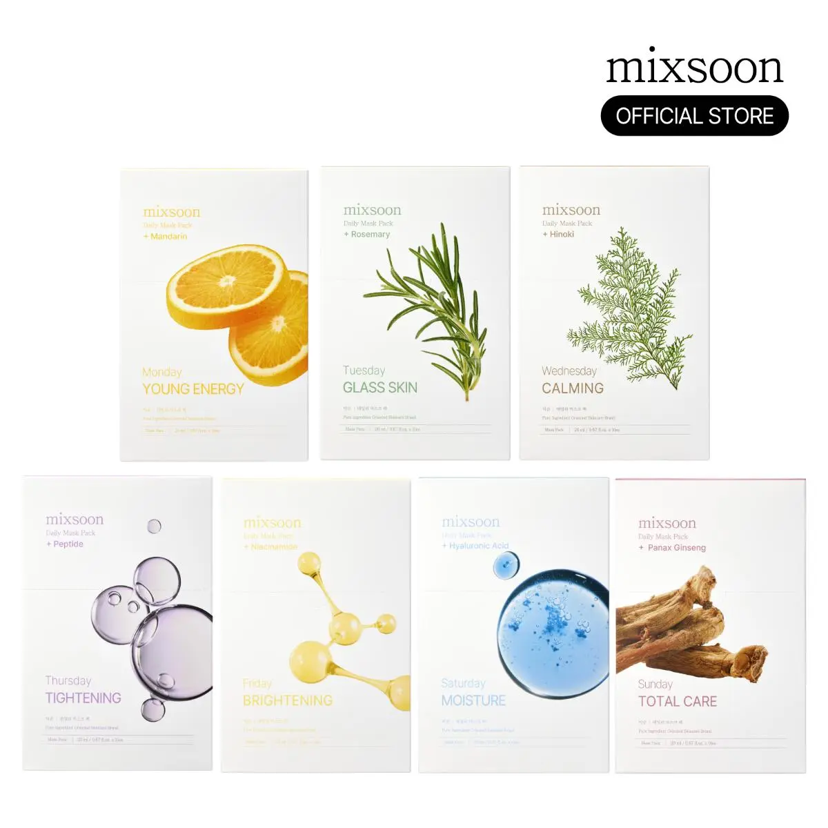 [mixsoon Official Shop] Korean Daily Face Mask Pack - 20ml x 10ea, Brightening, Calming, Moisture-Boosting for Smooth, Radiant Glass Skin