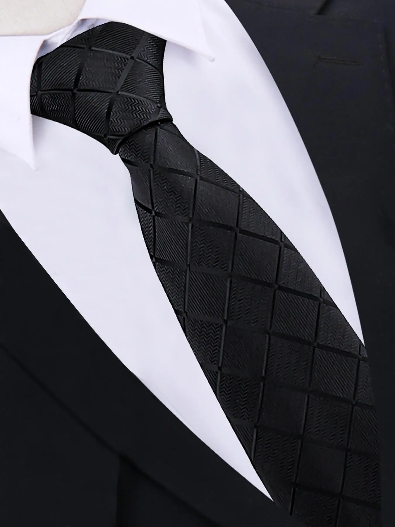 Men's Business Style Argyle Pattern Tie, Fashion Jacquard Necktie for Men, Casual Elegant Tie, Casual Neckwear for Work Office, Daily Clothing Decor