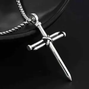 Nail cross pendant necklace female versatile gift boyfriend gift y2k