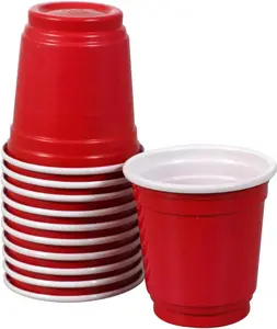 Disposable Red Shot Glasses 2oz (20 Pack) | Mini Beer Pong Cups for Drinking Games & Parties | Reusable Plastic Shot Cups for Shots, Desserts & Tastings | Durable Small Party Cups for Events, Birthdays & Celebrations