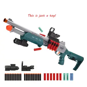 JH2027C Foam Dart Blaster Toy - Safe EVA Material, Retractable Stock, Scope Included, Outdoor Battle Game Toy for Kids, Boy Gifts, Birthday/Christmas Presents