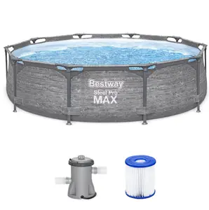 Bestway Steel Pro MAX 10ft x 30 Inch Above Ground Outdoor Swimming Pool Set