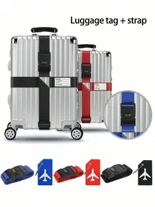 2-piece/set luggage strap adjustable waist belt set, with password lock, anti loss and anti-theft, Travel Accessories, packing with luggage buckle, rope luggage fixing strap