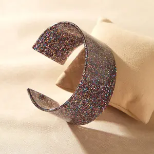 Colorful Lightweight Chunky AcrylicWrap Bracelets Vintage Acetic Acid Tortoise Shell Wide Open Resin Cuff Bangle Jewelry for Women Teens