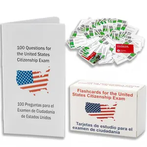 2026 U.S. Citizenship Flash Cards English/Spanish USCIS Naturalization Exam Prep Set with Bilingual Study Booklet 100 Official Questions Durable Cardstock
