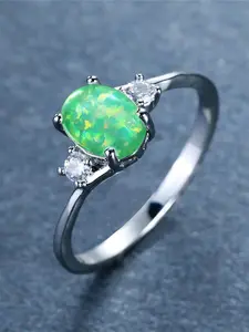 1 PC Fashion Cubic Zirconia & Faux Opal Ring For Women Wedding Party Valentine's Day Gift