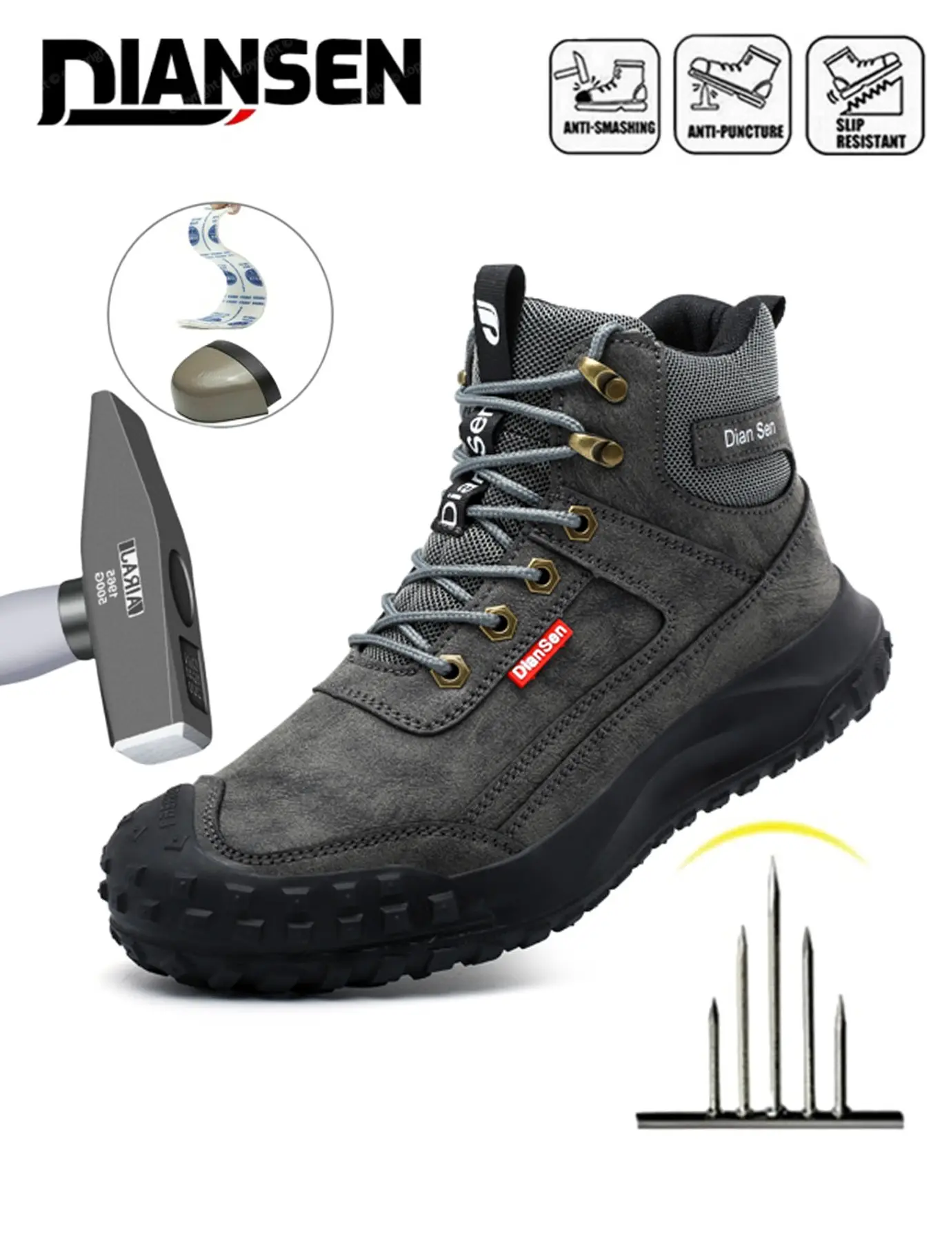 Steel Toe Shoes for Men Composite Toe Work Shoes, Sturdy Work Shoes, Working Shoes, Safety Sneakers Walking Shoes all-season outdoor High top sneakers Indestructible Construction Puncture Proof Slip-resistant and wear-resistant Steel Toe Footwear