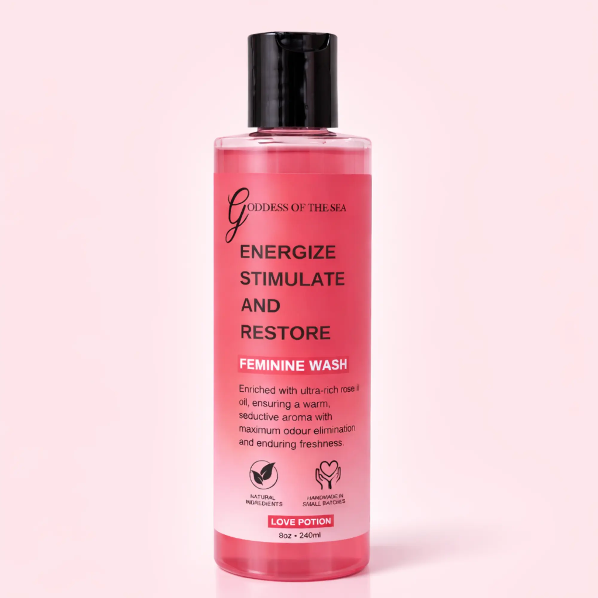 Love Potion Feminine Wash  – Odor Control, Moisturizing, Gentle Intimate Cleanser with Rose Oil – Fragrance-Free, pH Balanced, Natural Yoni Wash for Daily Freshness
