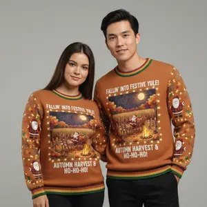 Harvest Moon Santa Sweater – Cozy Fall to Christmas Vibes Ugly Sweater