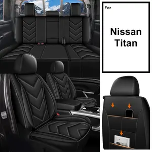 Custom Faux Leather 5-Seat Covers Full Set for Nissan Titan 2017-2026, Waterproof, All-Inclusive Set, Full Coverage Front & Rear Car Cushions