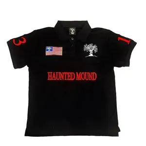 Haunted Mound Polo Shirt — American retro street hip hop Y2K men’s casual embroidered cotton short-sleeve top, baseball apparel