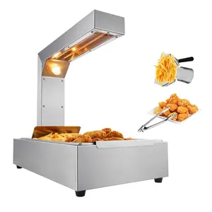 VEVOR French Fry Food Warmer, TikTokShopBlackFriday, 750W Commercial Food Heating Lamp, Electric Stainless Steel Warming Light Dump Station, Countertop 104-122°F Fries Food Warmer for Chip Buffet Kitchen Restaurant, Silver