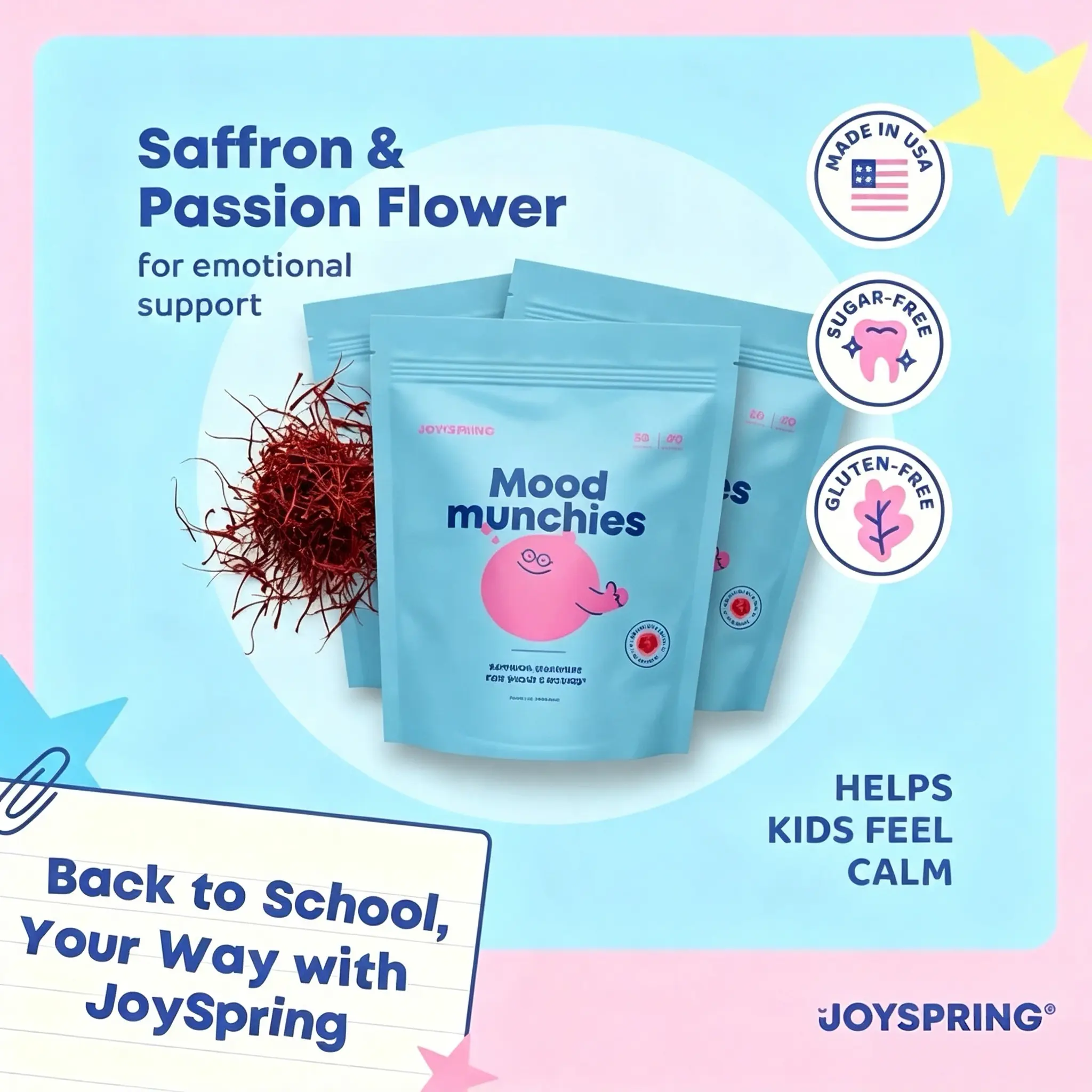 JoySpring Saffron Mood Munchies Gummies – Plant-Based Saffron Formula for Daily Wellness Designed to Support Mood and Focus