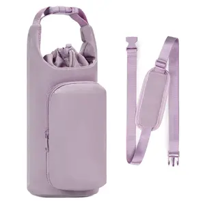 Purple Water Bottle Carrier Bag with Phone Pocket 32oz 40oz Tumbler Insulated Water Bottle Holder with Adjustable Shoulder Strap Carrier Sling Bag - Home Improvement.
