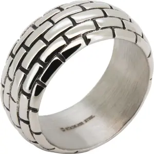 316L Stainless Steel 10mm Brick Texture Band Ring
