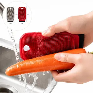 Kitchen Produce Brush with Scraper - Silicone Vegetable Scrubber, Easy to Clean, Ideal for Washing Fruits, Veggies & Root Vegetables,Kitchen Tool for Vegetables and Fruits, Multipurpose Cleaning Tool, Household Items
