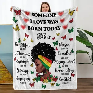 1pc African Women Envelope Pattern Printed Blanket, Flannel Series Bedding, Dormitory Blanket, Nap Blanket, Car Blanket, Office Blanket