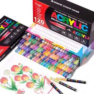 Guangna Acrylic Paint Markers Set, 12-288 Colors, Smooth Flow Ink, High Coverage, Stacking Colors, Ideal for Canvas, Rock Painting, DIY Crafts