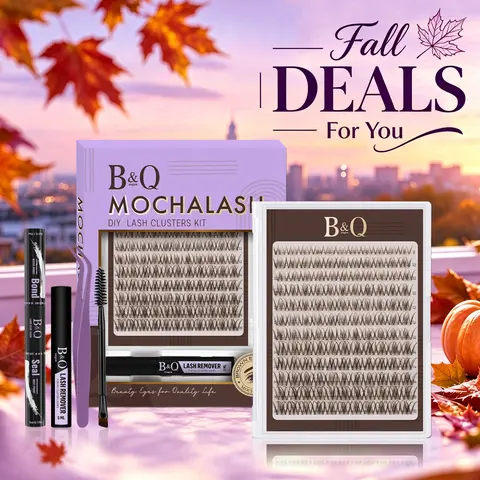 Brown Breeze Lash Kit l B&Q Super Soft Thin Band, Waterproof Long-Lasting, Beginner-Friendly Daily Wear Cluster Lashes for Flawless Voluminous Look, Look like Real Lashes #TikTokShopFallDealsForYou Nature, D Curl