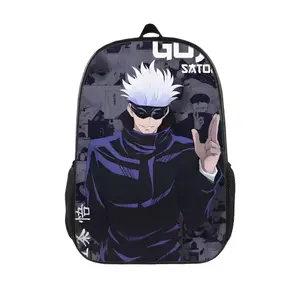 17" Lightweight Jujutsu Kaisen Gojo Anime Backpack - Machine-Washable, Reinforced Bottom & Adjustable Padded Straps | Side Pockets for Essentials | Durable for Commute, Work, Outdoors