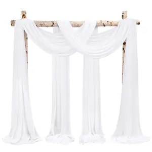 2 4 Pack Wedding Arch Drapes 20FT Chiffon Sheer Arch Backdrop Fabric  Wedding Decorations Wedding Ceremony Decor Baby Shower Bridal Shower Graduation Party Decorations Easter Decor 2026 Manteles para Arcos Soft Flowing Fabric