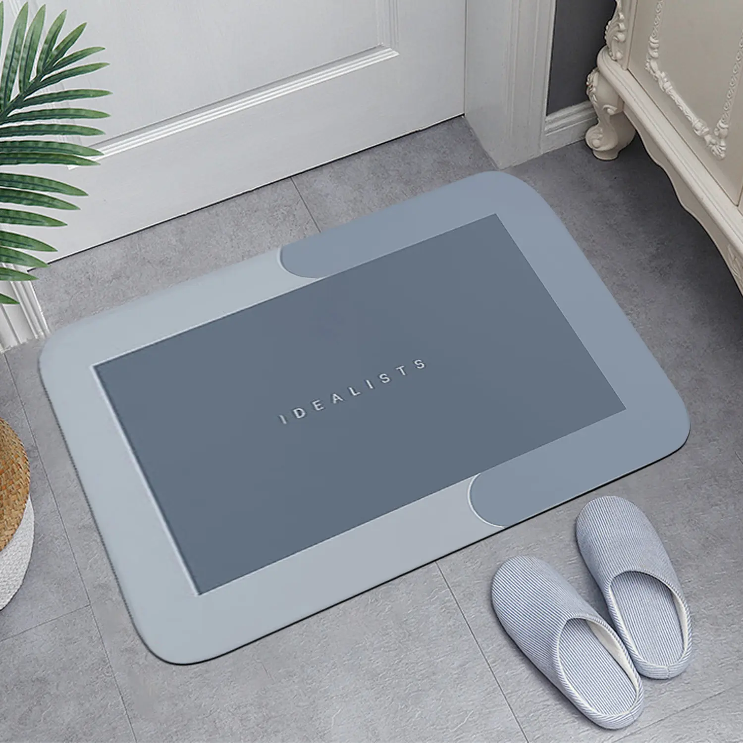 Diatomite Bath Mat - Modern Geometric Rectangle Stone Rug, Soft, Water-Absorbent, Non-Slip, Fast-Drying for Bathroom, Entryway, Shower