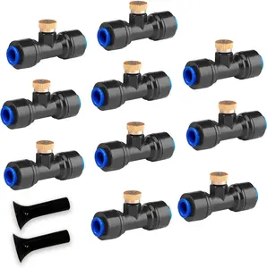 HOMENOTE Brass Misting Nozzles and Tees for Outdoor Cooling System, Misting System Parts & Accessories for 1/4 inch tubing