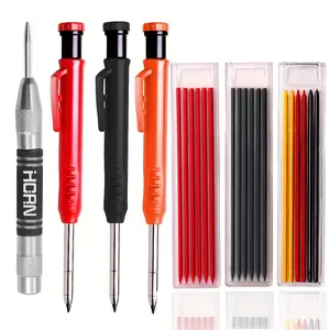 1 Set Carpenter Pencils Set With Automatic Center Punch Scriber Marking Tools Carbide Scribe Tool 3 Mechanical Carpenter Pencils With Sharpener And 18 Refills For Construction Woodworking