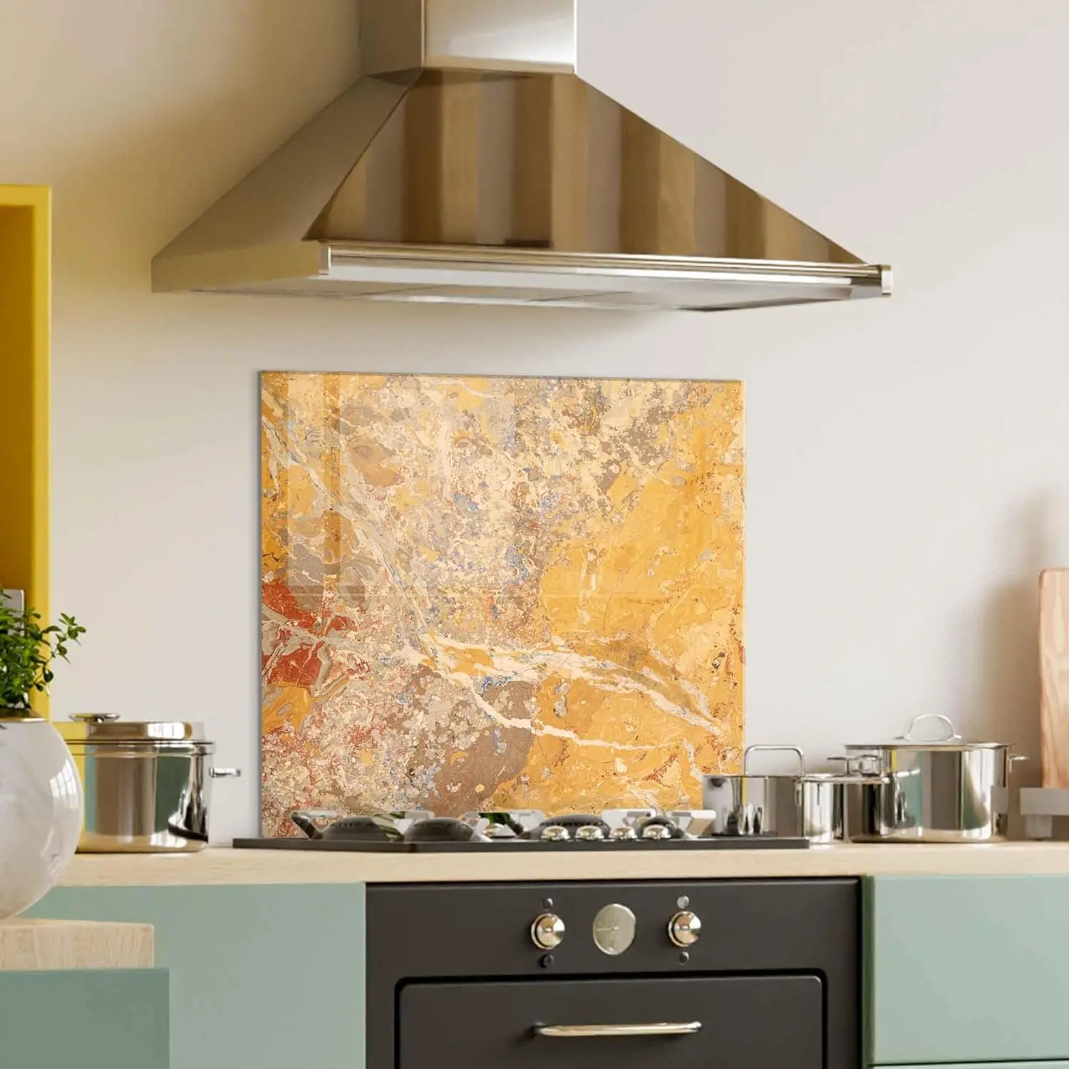 GCKG vintage marble stone texture with natural veins Tempered Glass Kitchen Backsplash, Stove Back Cover, Stove Splashback, Cutting Board, Kitchen Wall Decor
