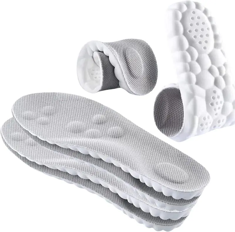 Insoles for Women & Men Anti Fatigue Shock Absorption Foot Pain Relief All Seasons Memory Foam 4D Popcorn Structure Breathable Quick-Drying Comfortable Supportive Shoe Insoles