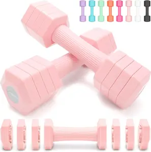 Adjustable Dumbbells Set, 4 in 1 Hand Weights Set for Women Men 10 LB/ 12 LB Dumbbell Pair Each 2lbs 3lbs 4lbs 5lbs Weights Dumbbells Set with TPU Soft Rubber Handle for  Gym Exercise Fitness