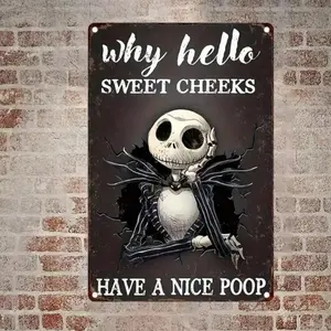 The Nightmare Before Christmas Aluminum Wall Art Halloween Spooky Outdoor Metal Sign for Home Decor and Goth Garden Patio Yard
