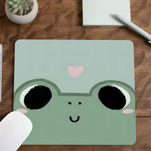Cute Frog Kawaii Animal Square mouse pad, Non Slip Mousepad, Desktop Protective Pad, Rubber Anti-slip Lockedge Work Pad, Small Size for Laptop, Desktop Games, Work, Family