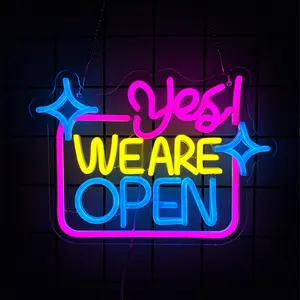 Yes We Are Open Neon Sign, Colorful Letters Icon Business Storefront Sign, USB Powered with Switch, for Bars Clubs Restaurants Hotels Game Rooms Stores Wall Art Decor