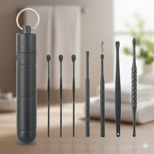 Stainless Steel ear Cleaning Kit with Spiral Scoop, Safe Deep Ear Design for Earwax Removal Tool. Hypoallergenic, Rust-Proof, Easy to Sterilize, Portable for Travel and home Personal Care Essential.