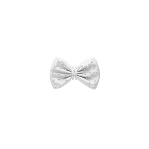 Mini Bow White Satin Pearl Toe Clip