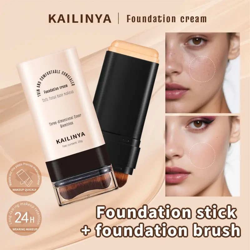 2-in-1 Foundation & Concealer Stick - Full Coverage, Blendable Long Lasting, Long-Wearing, Water & Sweat Resistant, Matte Finish Makeup, Lightweight Non-Greasy - for Daily Wear, Parties & Travel, Beginner-Friendly, Complexion Perfecting Stick