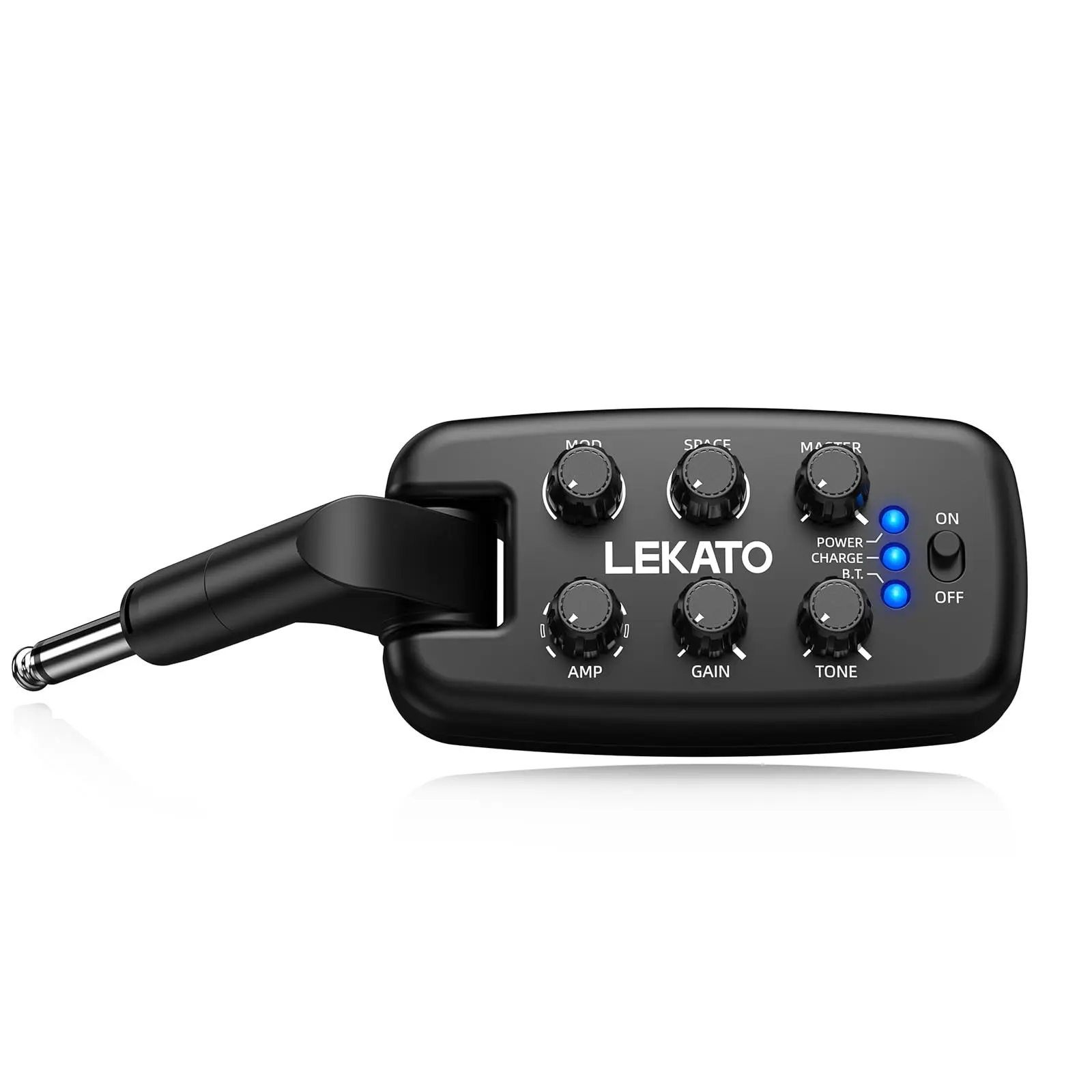 LEKATO Guitar Headphone Amp for Electric Guitar, Bass Headphone Amplifier for Portable Practice, 9 Amp Models, 3 Mod Effects, 3 Space Effects, with Bluetooth Receiver, USB OTG Recording