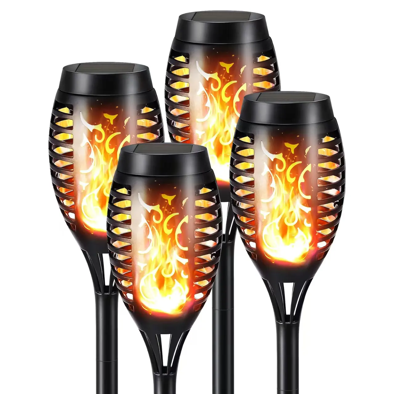 Solar Flickering Flame Torch Light, Waterproof Solar Illuminated Outdoor Lighting with Easy Installation, Solar Torch Flame Lights for Halloween, Garden Patio Decor