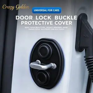 4-Piece Universal Car Door Lock Covers – Silicone Protective Caps & Pads for Door Latches and Locks (Compatible with Various Models)