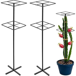 2 Sets 56.7 Inch Adjustable Dragon Fruit Trellis Metal Double-Layer  Trellis Support Vertical Farming Tower for Vertical Gardening Climbing Trees Dragon Fruit  Cactus Tomato Outdoor