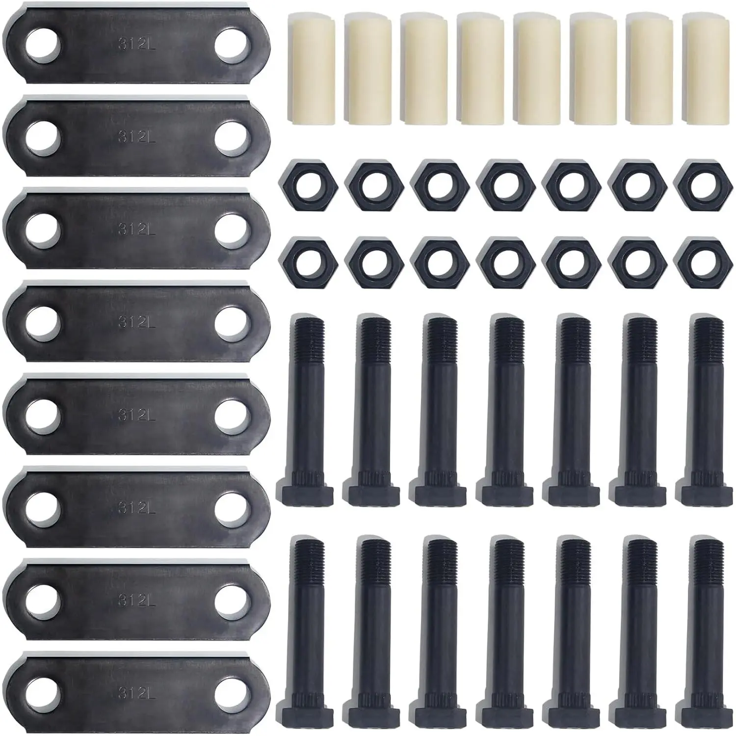Trailer Axle Shackle Bolt Kit (3-1/8'' Trailer Shackle Straps 312), Tandem Axle Trailer Shackles Kit for Double Eye Leaf Spring 3500 lbs-7200 lbs Axles (14  & 14 Nuts)