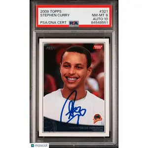 2009 Topps #321 Stephen Curry Signed Card PSA 8 Auto 10 Golden State Warriors