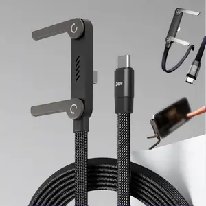 The 2026 Type-C charging cable features a hidden stand, supports 240W ultra-fast charging, and has a two-in-one design, functioning as both a data cable and a phone stand. It is compatible with iPhones, Samsung phones, and other Type-C interface devices.