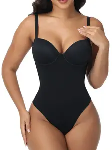 Women's Seamless Shapewear Bodysuit with Memory Bones, Comfortable Abdominal Control, Back Cross Strap, Suitable for All Body Types
