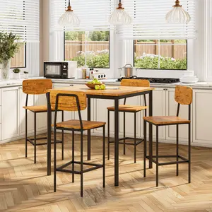 4-Piece Kitchen Dining Set, Ironwood Square Table, Suitable for Small Spaces, Home Kitchens, Apartments, Bars
