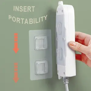 3 Pairs of Double-sided Bracket Wall Mounted Wire Storage Rack Socket Bracket Adhesive Suction Cup Seamless Storage Rack Kitchen Bathroom Wall Mounted Hook Double Sided Hooks