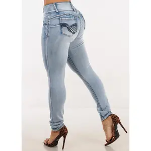 Push Up Low Rise Stretch Skinny Jeans Acid Wash
