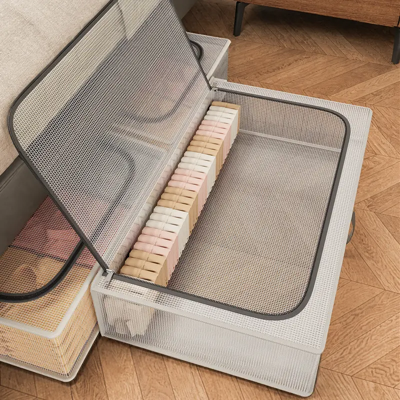 2026Under Bed PVC Storage Bag, Large Capacity Flat Clothes Storage Organizer, Moisture Proof Foldable Container for Seasonal Clothes, Quilts & Bedding