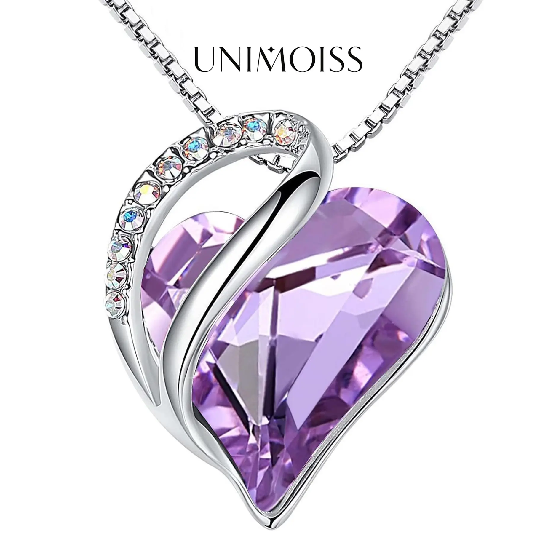 UniMoiss Infinity Love Crystal Hearts Pendant Necklace - Fashion Costume Jewelry for Birthday, Valentine's Day Gifts & Daily Wear, Crystal Necklace